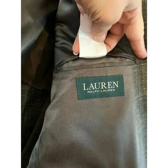 Lauren Ralph Lauren Men’s Suit Blazer Wool Silk Linen Gray Size 40R - Picture 5 of 6